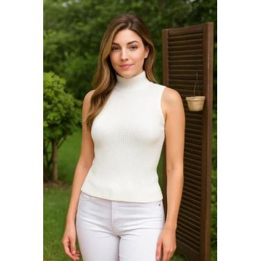 Imagem de Blusa Regata Feminina Tricot Gola Alta Confortável Versátil Basica - E