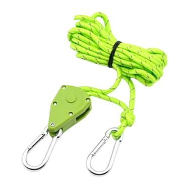 Imagem de Dynwave Corda de suspensão com polia, 12 pés, leve, ajustável, com catraca, para amarrar, corda para tenda, toldo, luz de cultivo, tendas, Verde