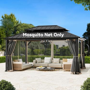 Imagem de Covered Outdoor Mosquiteiro Gazebo Substituição Universal 4 Painéis Laterais 30,5 cm x 40,6 cm, Gazebo Externo Mosquiteiro com Zíper Duplo, Substituição para Dossel de Pátio, Jardim (Apenas Rede