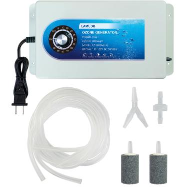 Imagem de Lamudo Gerador de ozônio com temporizador para mergulho frio e banheiras de hidromassagem, ozonizador de spa portátil com pedras de ar, máquina de ozônio multiuso de alto rendimento de 2000 mg/h