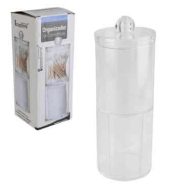 Imagem de Organizador de Cosméticos em Acrílico Transparente, Dispensador com Tampa, Porta Algodão e Cotonetes