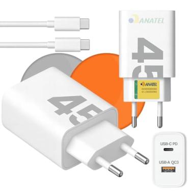 Imagem de Carregador 45w Super Turbo Ultra Rápido Compatível Com Samsung Motorola Xiaomi Redmi Iphone 15 16 Ipad Notebook Tablet Tipo C