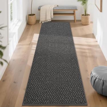 Imagem de COSY HOMEER Tapete de corredor 6 x 20 cm, antiderrapante, lavável, tapete de entrada, absorvente e resistente a manchas para corredores, entrada e lavanderia, cinza escuro