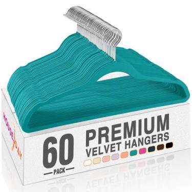 Imagem de Velvet Hangers HOUSE DAY, verde menta, pacote com 60 roupas antiderrap