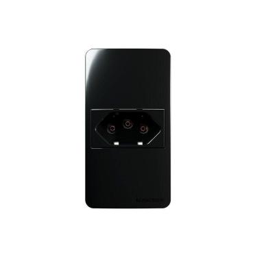 Imagem de Placa Para Condulete Caixa 3/4" Com Tomada Margirius Sleek 2p+t 10a Preto Ebony Preto
