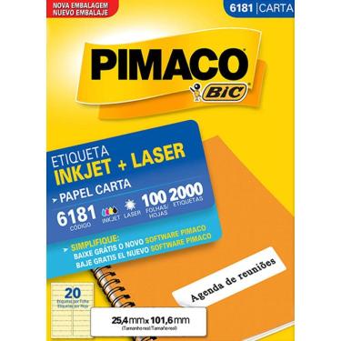 Imagem de Etiqueta ink-jet/laser Carta 25,4 X 101,6 Pimaco 6181 100 folhas 2000 Unidades