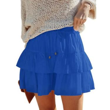 Imagem de Shorts Woudery Flowy para mulheres, boho, babados, saias em camadas - 