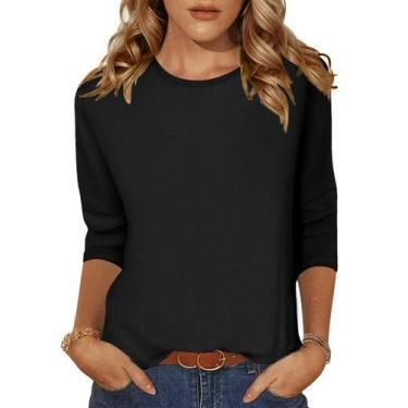 Imagem de Blusa túnica Zeagoo, manga 3/4, casual, folgada, preta