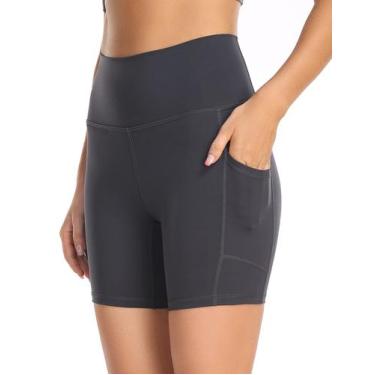 Imagem de Shorts de ioga YUNOGA, cintura alta, costura interna de 6 cm com bolso