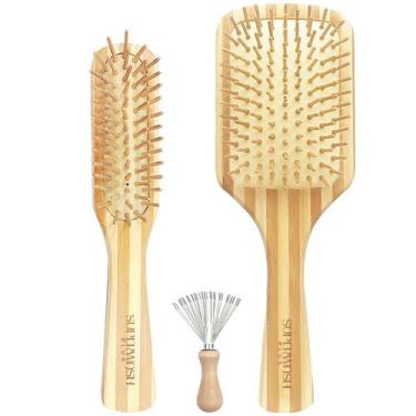 Imagem de Conjunto de escovas de cabelo SUPERWASH PLUS, cerdas de bambu naturais