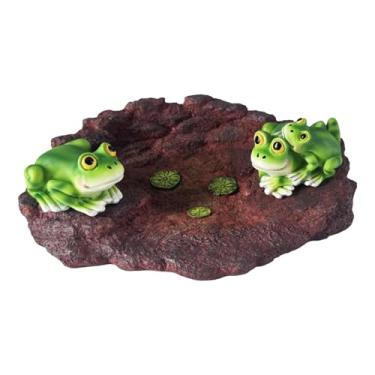 Imagem de IEUDNS Estátua de jardim de sapo de resina em miniatura, estatueta decorativa rústica de micropaisagem, ornamento animal para pátio externo, mesa e quintal, Style B