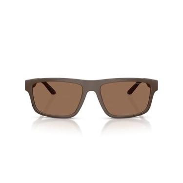 Imagem de Emporio Armani Óculos de sol masculinos retangulares EA4244U com ajuste universal, marrom fosco/marrom escuro, 57 mm, Marrom fosco/marrom escuro, 57 mm