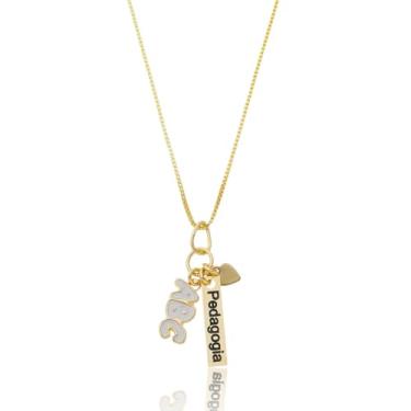 Imagem de Drusi Semi Joias, Colar Profissão Pedagogia ABC Folheado em Ouro 18k