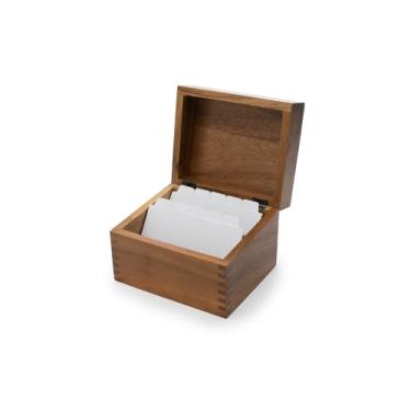 Imagem de Ironwood Caixa de receitas Gourmet de madeira de acácia com divisórias, 2 compartimentos, única