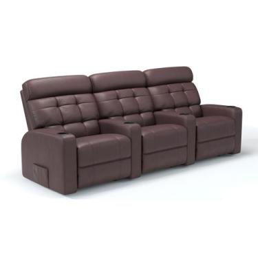 Imagem de Sofá 3 Lugares Reclinável Elétrico em Couro Bovino Linha Cinema Sala d