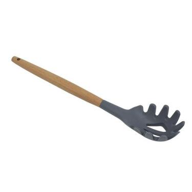 Imagem de Concha De Massa de Silicone c/ Cabo Madeira 31,0cm Cinza - Mek