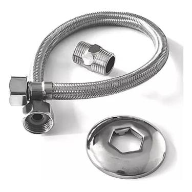 Imagem de 2X Engate Flexível Rabicho Fêmea X Macho Aço Inox 40Cm 1/2 A