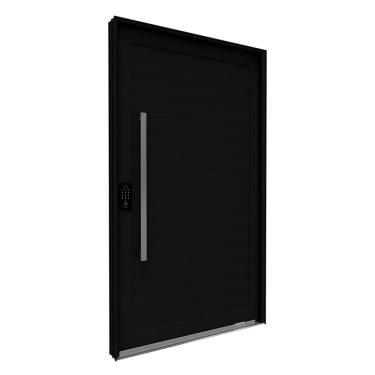Imagem de Porta de Alumínio Pivotante com Puxador de 1m Fechadura Digital 225cm X 130cm Lucasa Eccellente Preto