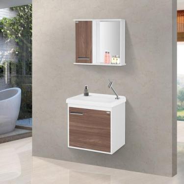 Imagem de Gabinete Para Banheiro com Cuba e Espelho Incluso Arts 45 Cm - Carmin 
