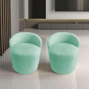 Imagem de Kit 2 Poltronas Decorativa Yara Orgânica Veludo Acqua - Mansão Decor