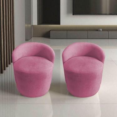 Imagem de Kit 2 Poltronas Decorativa Yara Orgânica Suede Rosa - Mansão Decor