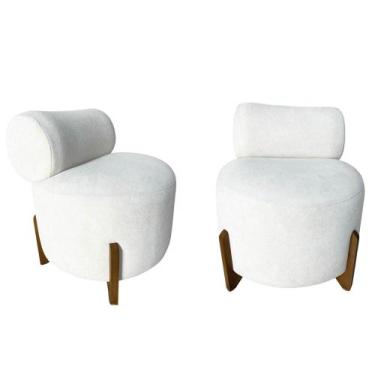 Imagem de Kit 2 Poltronas Decorativa Mônaco Bouclé Marfim - Mansão Decor