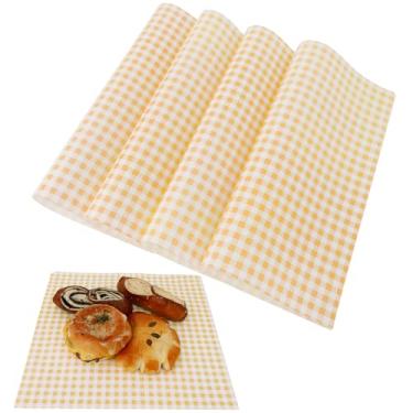 Imagem de zsccxq 100 Folhas De Papel Encerado 30,5 X Cm, Forro Para Cesta Alimentos, Resistente À Gordura, Embrulho Quadrado Xadrez Sanduíches, Hambúrgueres, Pão, Restaurante, Churrasco, Piquenique (Amarelo)
