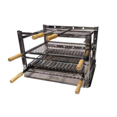 Imagem de Kit Suporte Churrasqueira Bancada Grelhas Espetos - Pantheon Inox