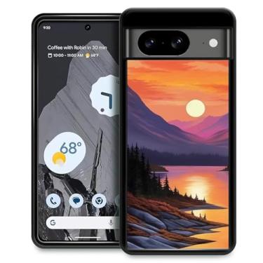 Imagem de FKBRCL4U Capa para Google Pixel 8, estampa Sunset Forest River, design gráfico de silicone macio, proteção contra impactos de acrílico rígido para Google Pixel 8