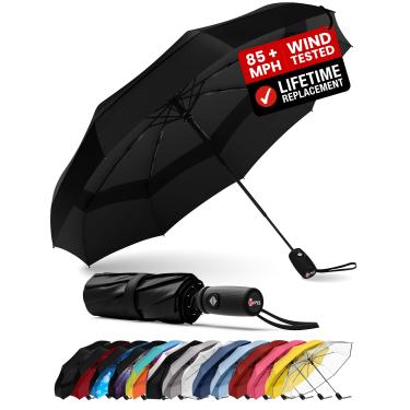 Imagem de Guarda-chuva Repel Umbrella pequeno, portátil, compacto, leve e automático, Preto, Clássico