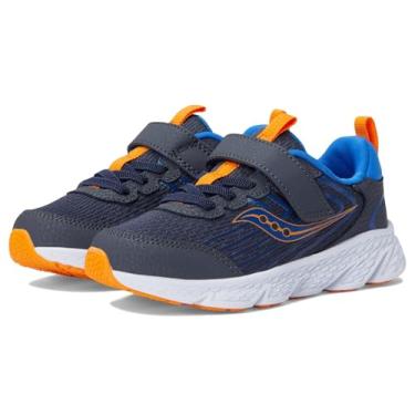 Imagem de Saucony Tênis infantil unissex Wind 3.0 com fecho alternativo (criança pequena), Azul-marinho/Peel, 20
