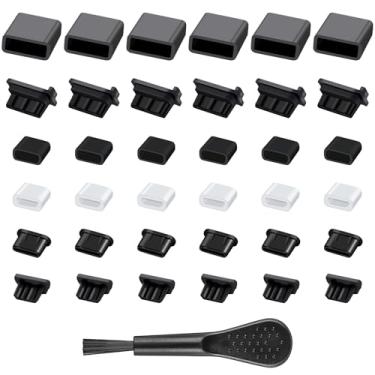 Imagem de AILOVETECK Kit de plugues de porta USB com 6 tipos de 36 peças, tampa de poeira tipo C, plugues protetores de capa antipoeira