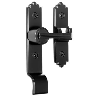 Imagem de WhSunVo Fechadura de porta de celeiro de liga de zinco trava de porta deslizante de segurança fechadura de porta de armário manuseio conveniente trava de porta de celeiro trava flip economia de espaço