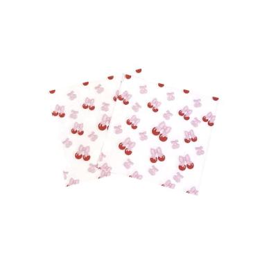 Imagem de Guardanapos de cereja com laço rosa descartáveis, laço recortado, cereja, coração, guardanapos de papel, almoço, jantar, guardanapos para chá de bebê, coquetel, chá de panela, artigos de mesa, 16,5 cm