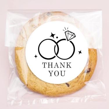 Imagem de Big Dot of Happiness Adesivos de agradecimento de casamento e sacos de biscoito transparentes, sacos de guloseimas de celofane 10 x 18 cm, presentes de festa para doces ou assados - 25 unidades