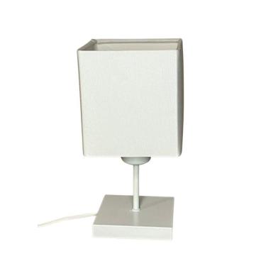 Imagem de Abajur Luminária Mesa Quarto Sala Moderno Vivare Md-2008br Cúpula Em Tecido - Bivolt Branca 127/220v