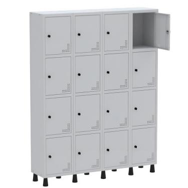 Imagem de Roupeiro De Aço Light 16 Portas Cinza Tranca Cadeado - Pandin