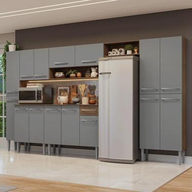 Imagem de Armário De Cozinha Completa 325cm Rustic-cinza Emilly Madesa 07
