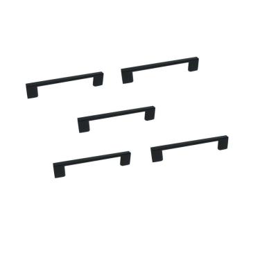 Imagem de Kit 5 Puxador Preto Fosco Il 950 Metal 128Mm Com Parafusos