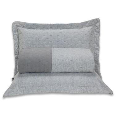 Imagem de Kit Cobre Leito Colcha Blend Percal 300 Fios Dupla Face Linho Mesclado