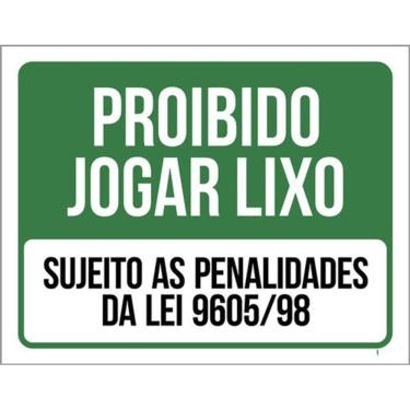 Imagem de Kit 5 Placas Proibido Jogar Lixo Sujeito Penalidades Da Lei