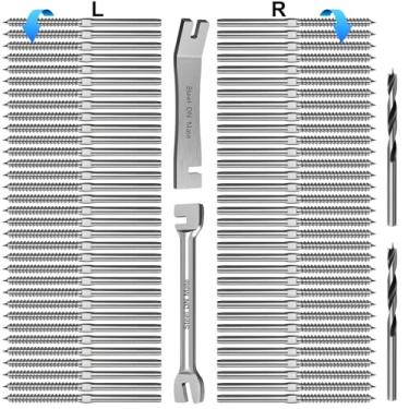 Imagem de Steel DN Mate Pacote com 70 Parafusos de Fixação de Rosca de Aço Inoxidável T316 para Destros E Canhotos para Poste de Madeira de 1/8" Kit de Corrimão de Cabo de Aço, Ferragens para Corrimão de Cabo,