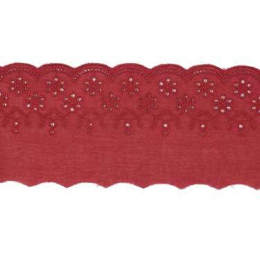 Imagem de Acabamento de renda com ilhós, bordado floral de algodão, tecido de ilhó de algodão oco para costurar vestidos, artesanato, fantasias, sofás, cortinas, roupas de bonecas/animais de estimação (vinho