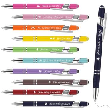 Imagem de Gaillty 10 canetas para amantes de cavalos, presentes temáticos de lembrancinhas de festa de cavalo, presentes temáticos com frases de pônei de Natal, canetas esferográficas, presentes para cavaleiros