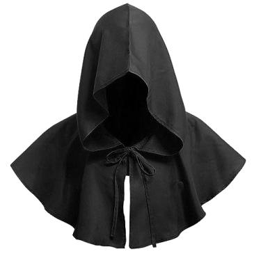 Imagem de JIANWEI Capa com capuz para Halloween, capa com capuz para roupão Mon-k, chapéu pagão medieval Wicca, fantasia cosplay poncho de Halloween, fantasia de fantasia para homens e mulheres (preto)