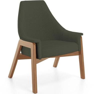 Imagem de Poltrona Decorativa Sakura L02 Linho Verde Musgo - LYAM DECOR