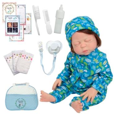 Imagem de Boneco Reborn Realista Fio a Fio Com Bolsa Itens Pijama Dino