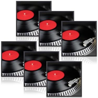 Imagem de Geetery Pacote com 6 molduras pretas para álbum de disco de vinil, 32,5 x 32,5 cm, suporte de parede de metal de alumínio com acrílico polido para pendurar na parede, escritório, quarto, inserção não