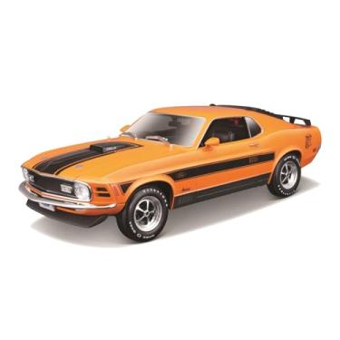 Imagem de Maisto - Modelo em escala 1/18 compatível com Ford compatível com Mustang Mach-1 1970 modelo de escala de carro esportivo fundido (laranja), adulto