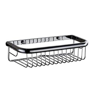 Imagem de AKALNNB Cestos de chuveiro modernos de cobre cromados para banheiro, cesta quadrada de borda larga, suporte de papel higiênico, acesso ao banheiro